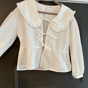 White Tie Front Blouse